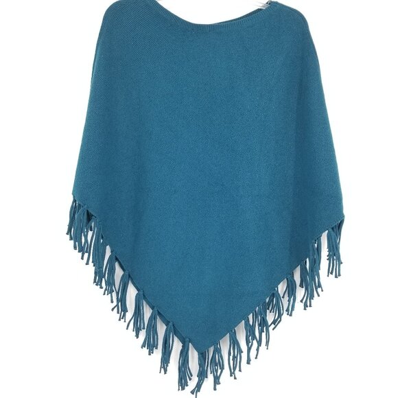 J. Jill Sweaters - NWT J. Jill Rich Teal Knit Poncho Fits S-L - Fall, Lagenlook, Boho, Western,etc.